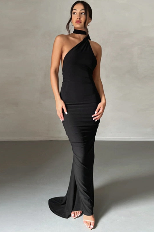 Natalie Oblique Shoulder Maxi Dress