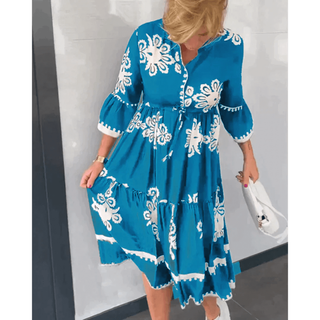 Aiza - Floral dress with 3/4 sleeves-DESTINY