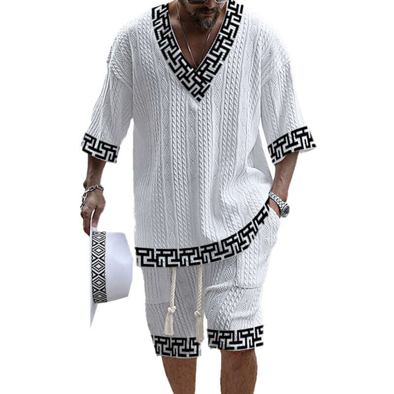 MEN'S ART CASUAL PRINT SHORTS SET 45108232YM-DESTINY