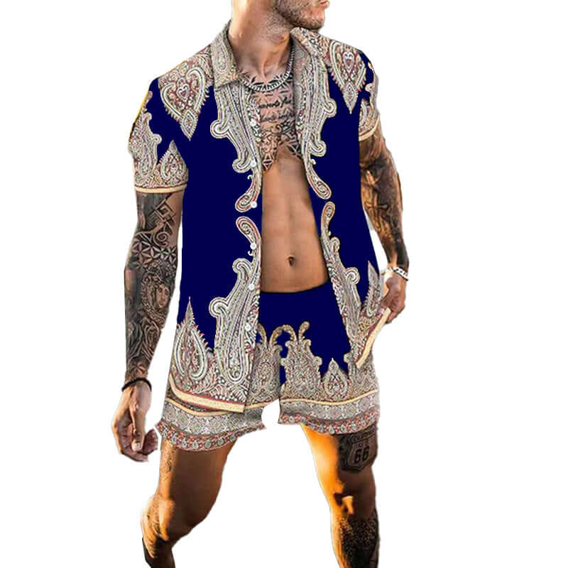 Men's Casual Shorts and Shirt Two Piece Set 64235684YM-DESTINY
