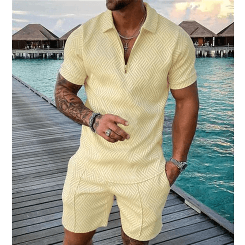 Men's Casual Set Polo Collar Short Sleeve Set 88396753L-DESTINY