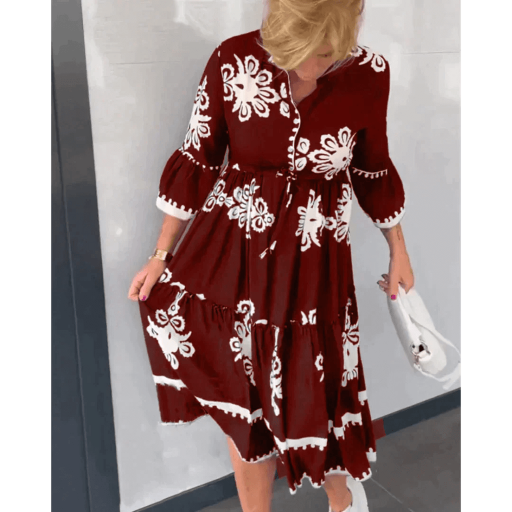 Aiza - Floral dress with 3/4 sleeves-DESTINY