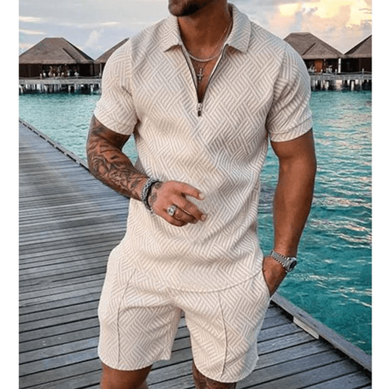 Men's Casual Set Polo Collar Short Sleeve Set 88396753L-DESTINY