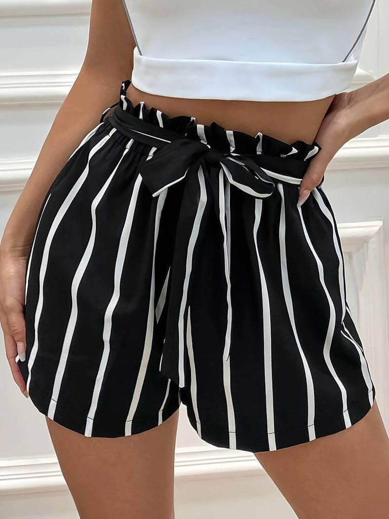 Striped Shorts With Waistband For Summer Days-DESTINY