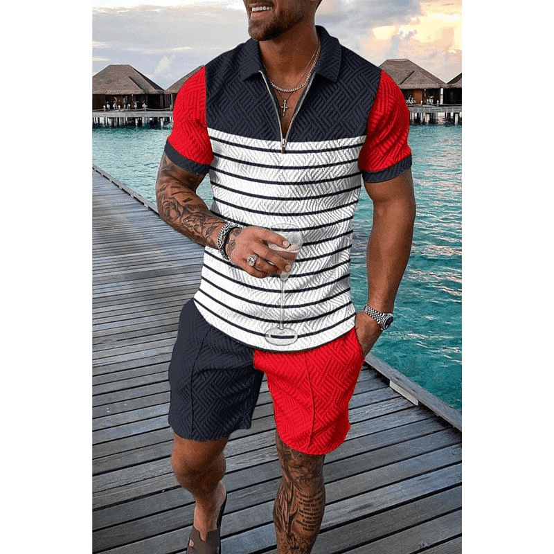 Men's Casual Set Polo Collar Short Sleeve Set 36796594L-DESTINY