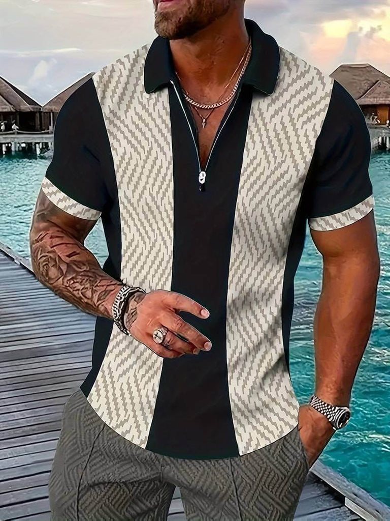 Liam quarter zip color blocked golf shirt-DESTINY