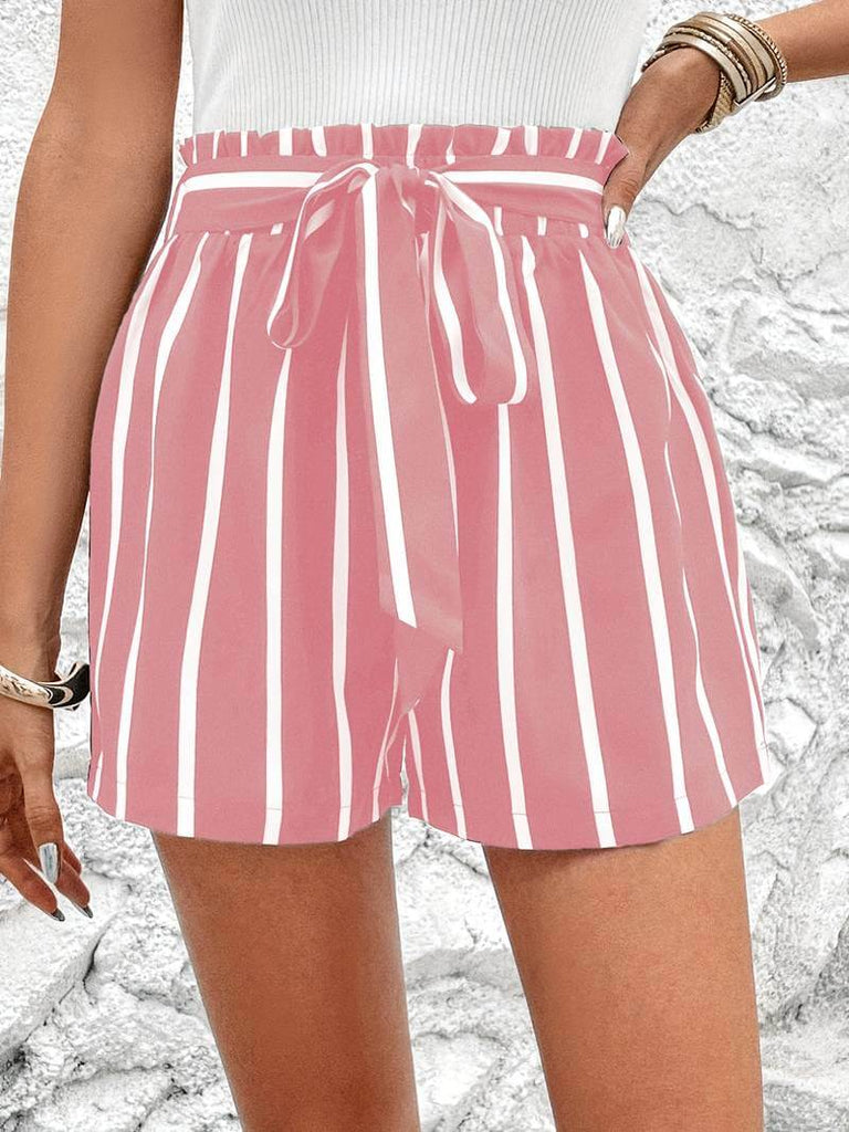 Striped Shorts With Waistband For Summer Days-DESTINY