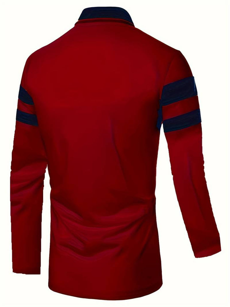 Christopher – casual color block long sleeve shirt-DESTINY