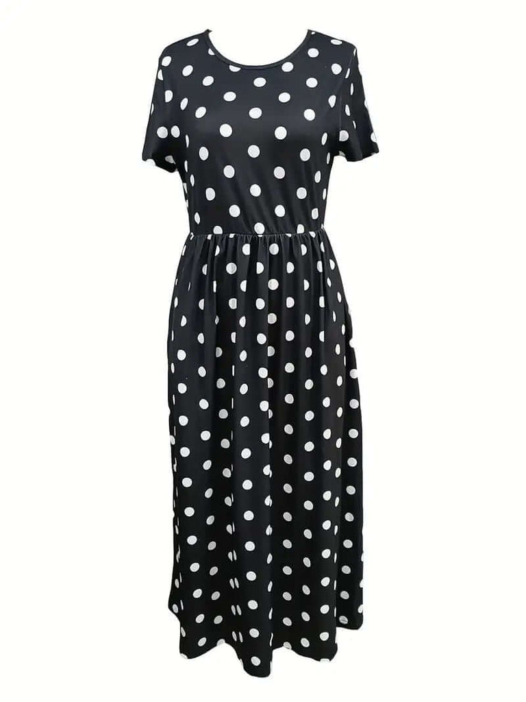 Eleanor – airy, short-sleeved, polka dot dress with a round neckline-DESTINY