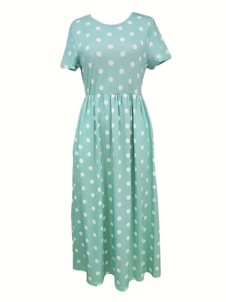 Eleanor – airy, short-sleeved, polka dot dress with a round neckline-DESTINY