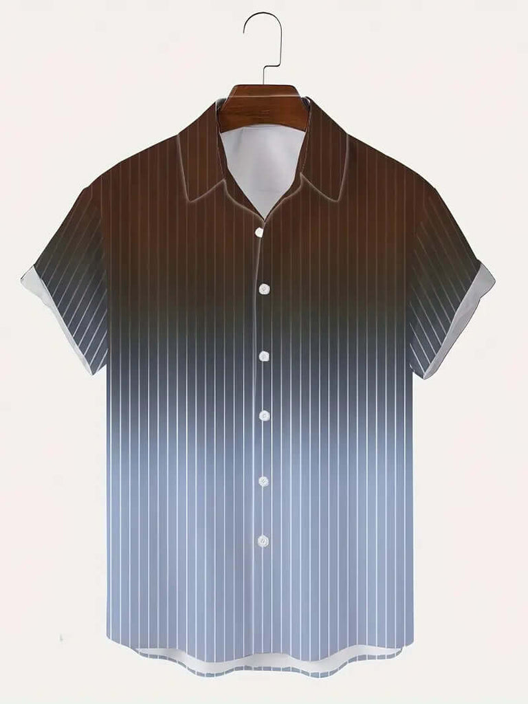 Christopher men's short sleeve gradient striped button down shirt for spring/summer-DESTINY