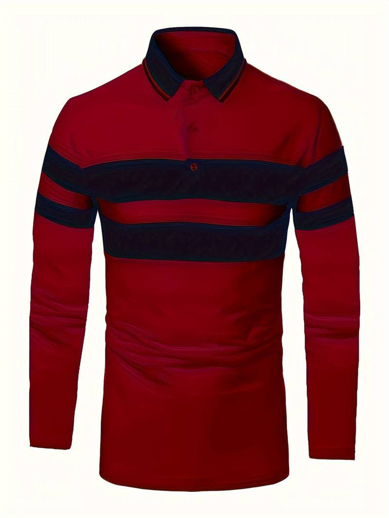 Christopher – casual color block long sleeve shirt-DESTINY
