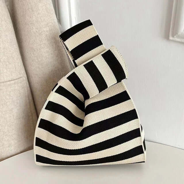 Zara - Chic striped canvas tote bag-DESTINY