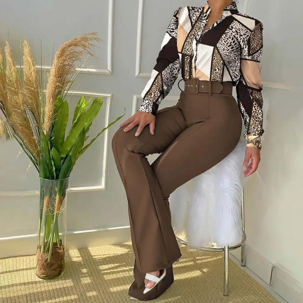 Charlotte - Flare trousers with matching blouse in floral print-DESTINY