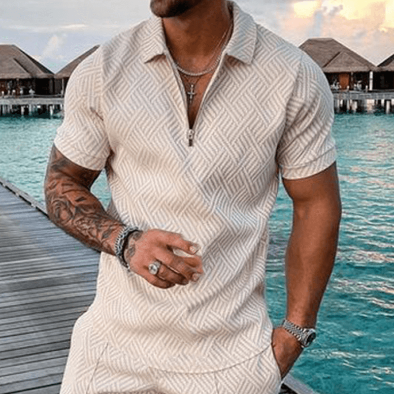 Men's Casual Lapel Printed Solid Color Polo Shirt 70788994L-DESTINY