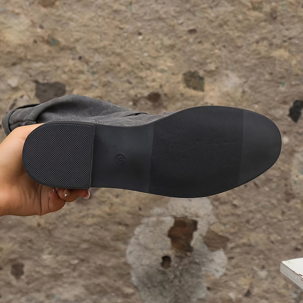 Vintage charm slouchy buckle strap western ankle boots-DESTINY