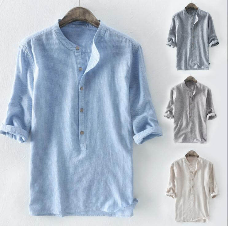 Hamish - Men's jumper shirt with pinstripes-DESTINY