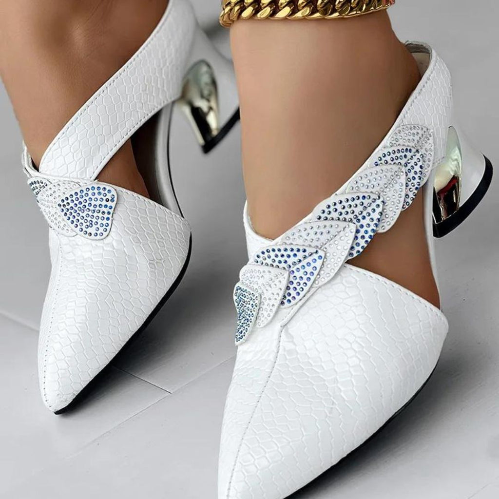 Lace mules with braided strap detail-DESTINY