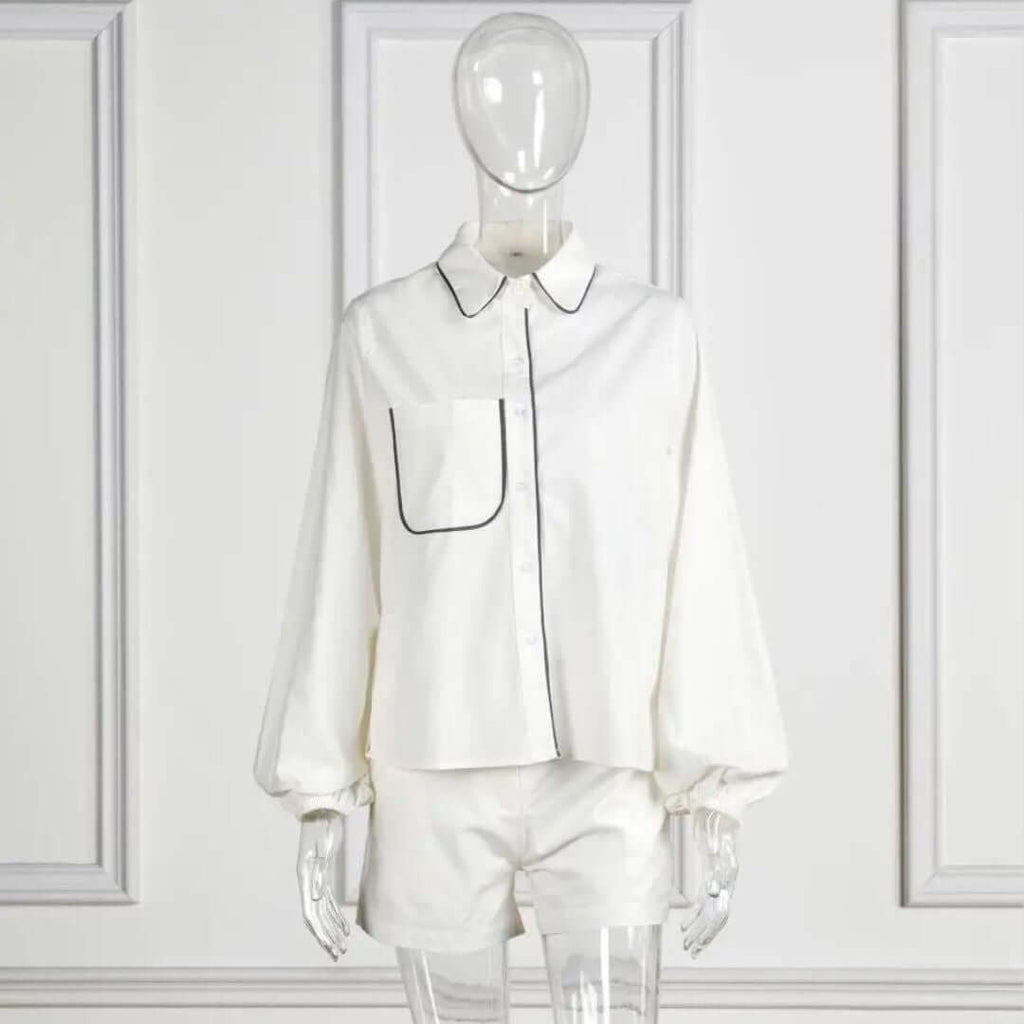 Vera - Elegant set with shirt blouse and shorts-DESTINY