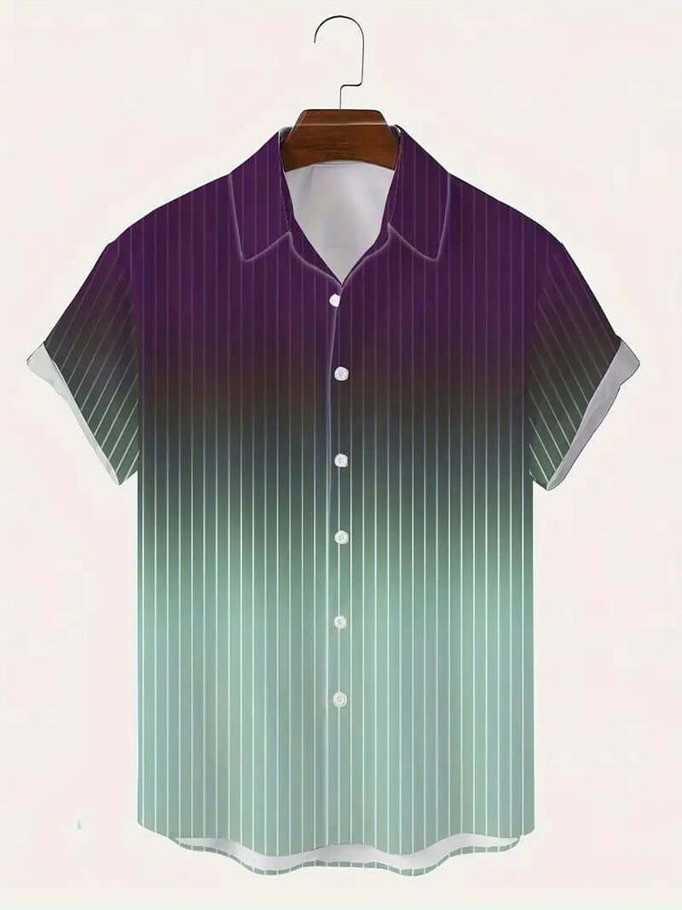 Christopher men's short sleeve gradient striped button down shirt for spring/summer-DESTINY