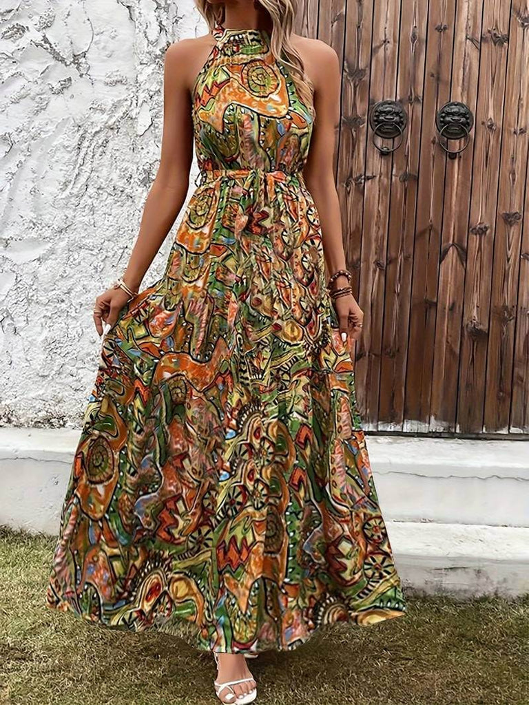 Zaida - Sleeveless dress with abstract print-DESTINY