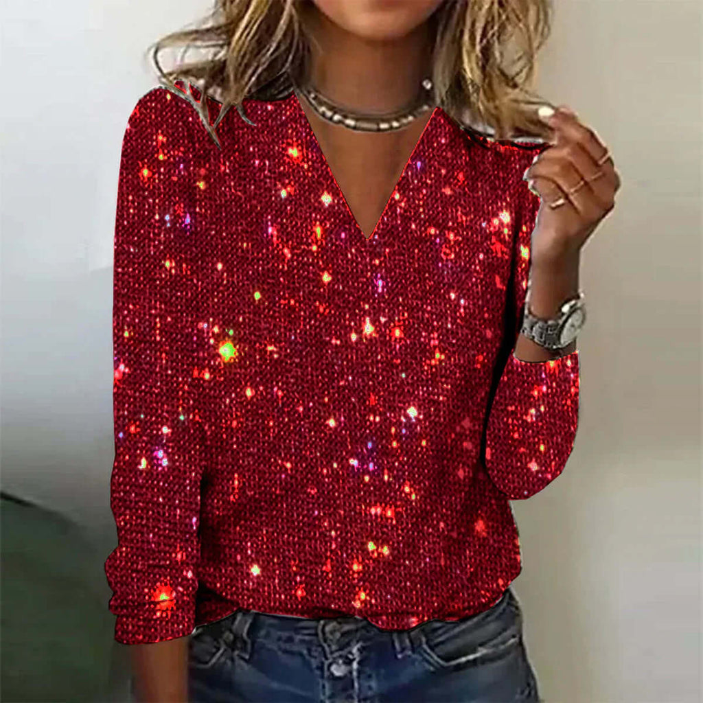 Sparkling Jumper With V-neckline-DESTINY