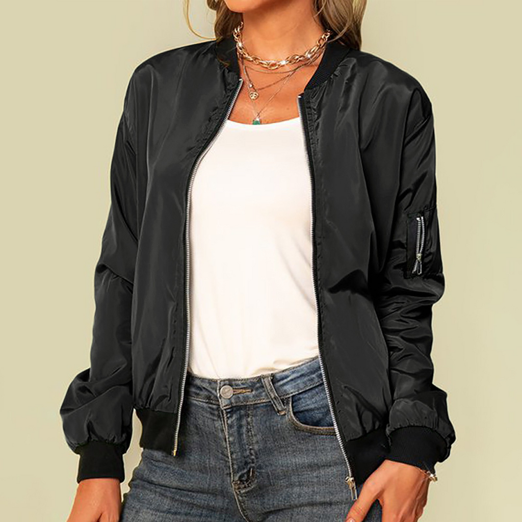 Lightweight bomber jacket with zip - Comfortable and versatile - Perfect for chilly days-DESTINY