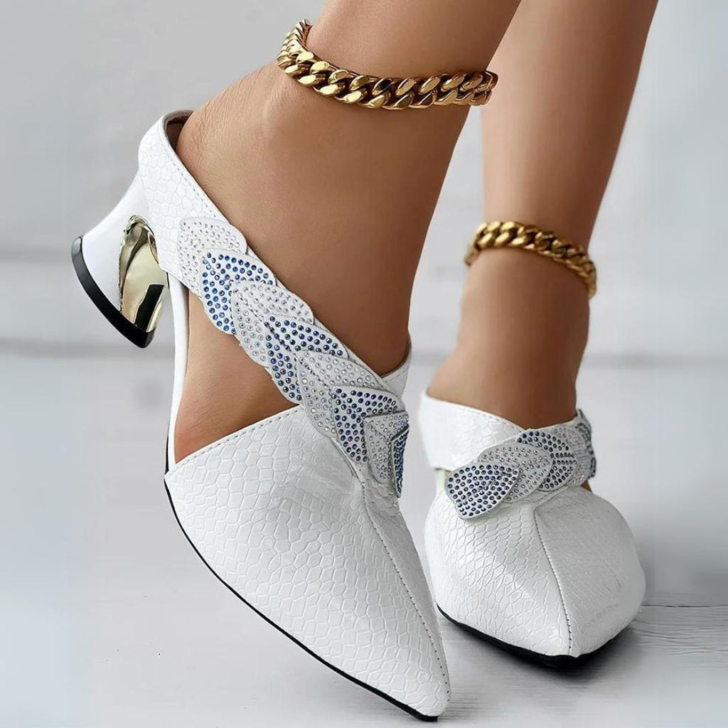 Lace mules with braided strap detail-DESTINY
