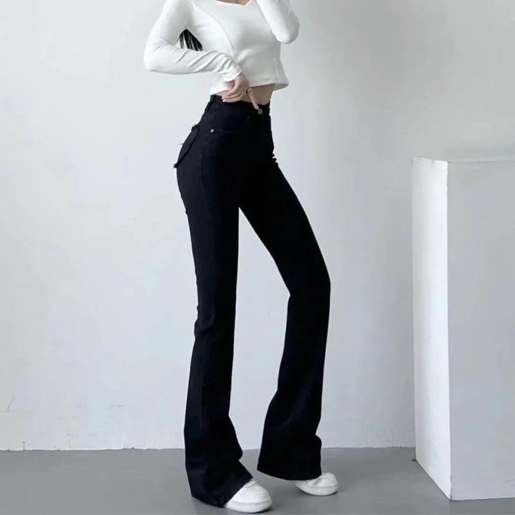 Ara | High-waisted jeans with heart fringes-DESTINY