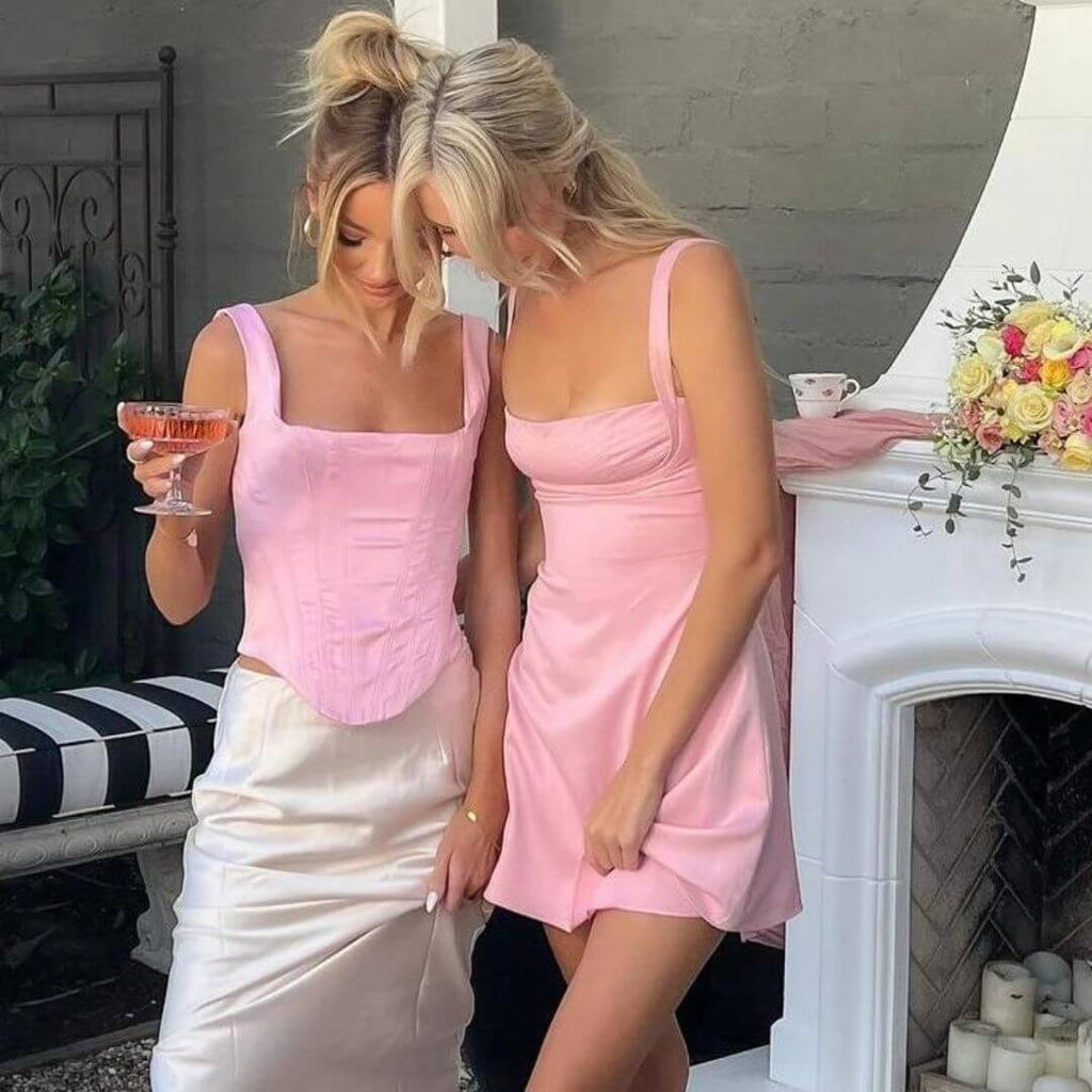 Gabriella - Simple A-line mini dress with square neckline-DESTINY