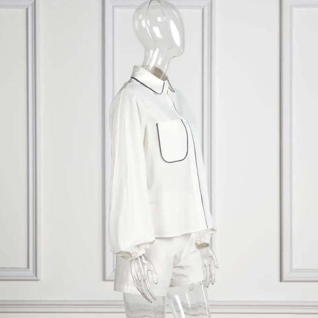 Vera - Elegant set with shirt blouse and shorts-DESTINY