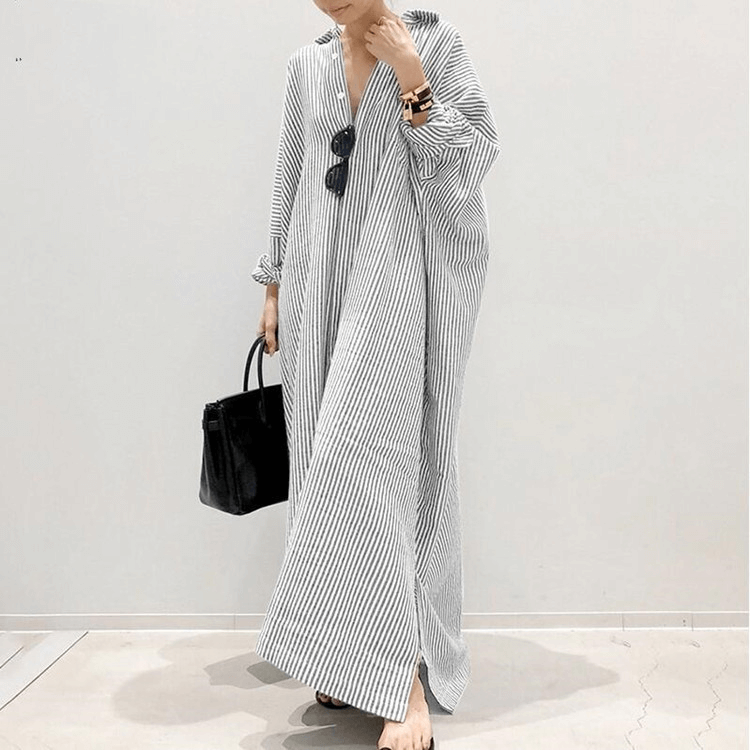 Yemaya - Oversized maxi dress with stripes-DESTINY