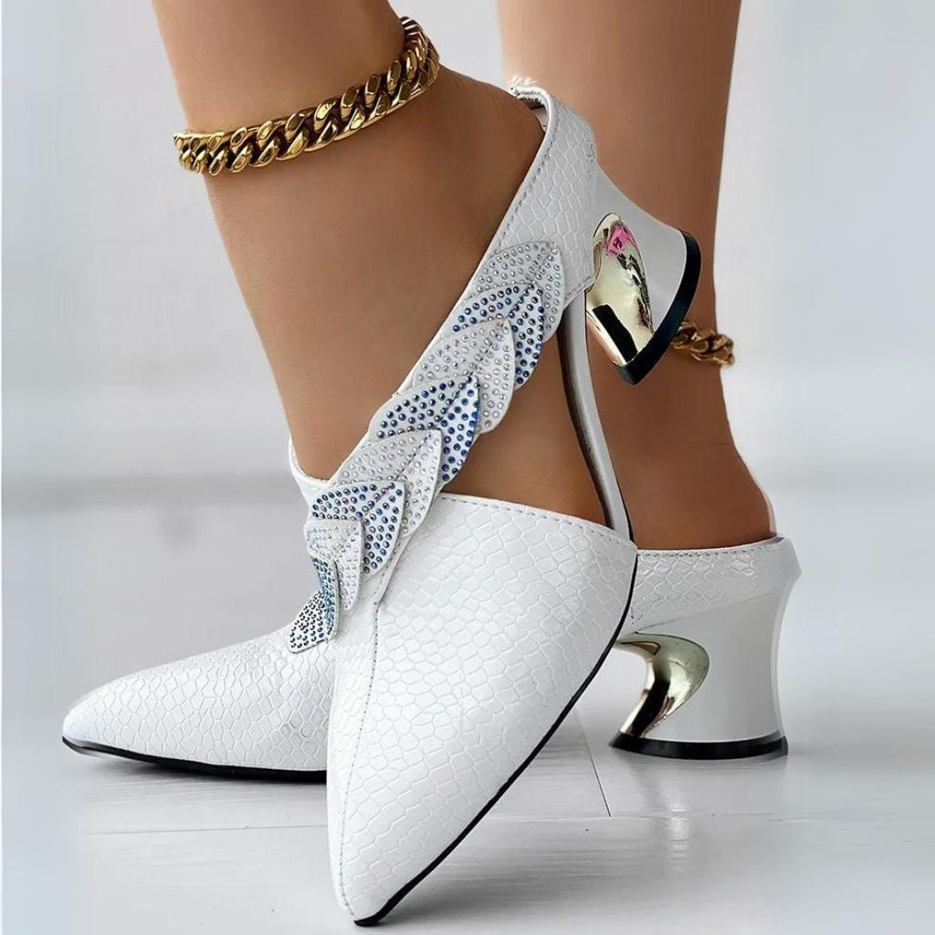 Lace mules with braided strap detail-DESTINY