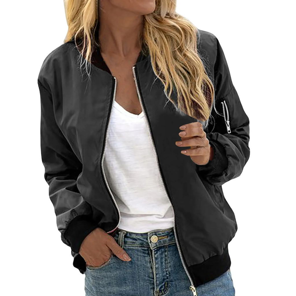 Lightweight bomber jacket with zip - Comfortable and versatile - Perfect for chilly days-DESTINY