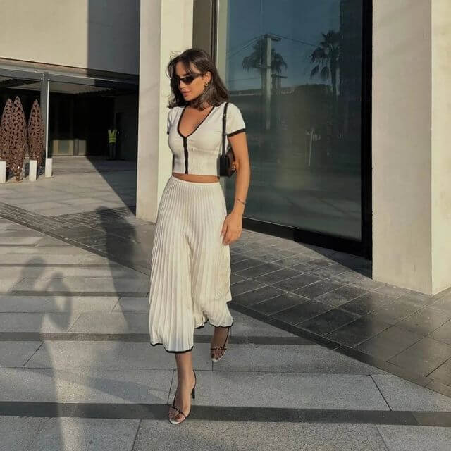 Ribbed knit set with contrasting trim-DESTINY