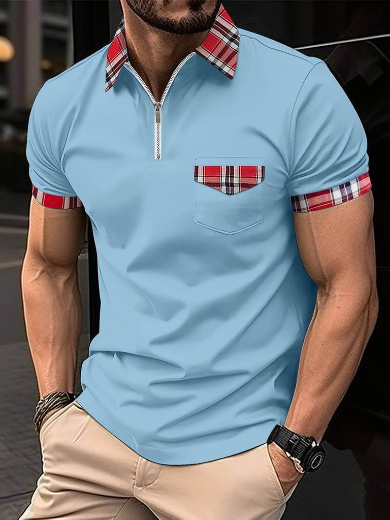 Elijah check shirt with zip and lapels-DESTINY