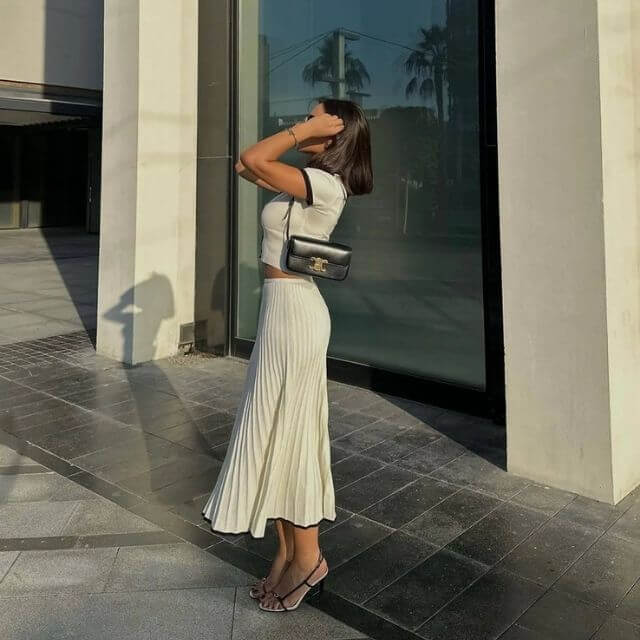 Ribbed knit set with contrasting trim-DESTINY