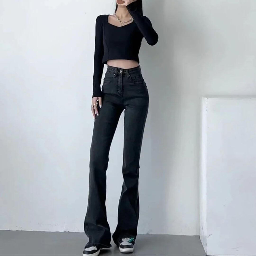 Ara | High-waisted jeans with heart fringes-DESTINY