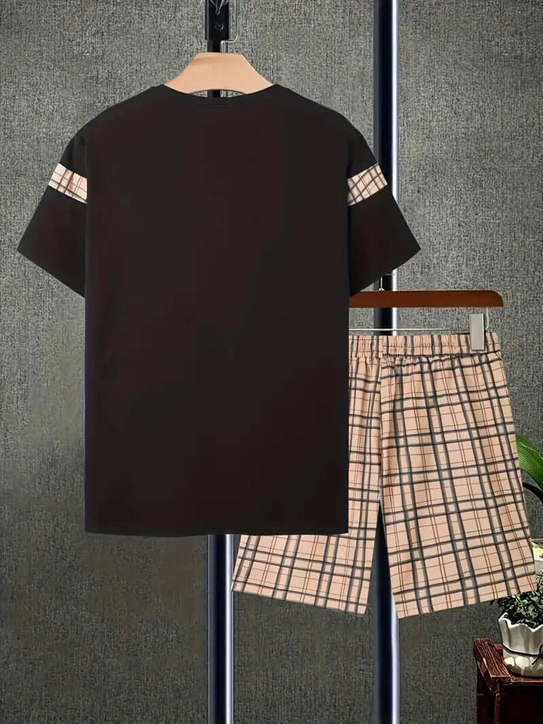 Matthew men's checked outfit set for summer vacation-DESTINY
