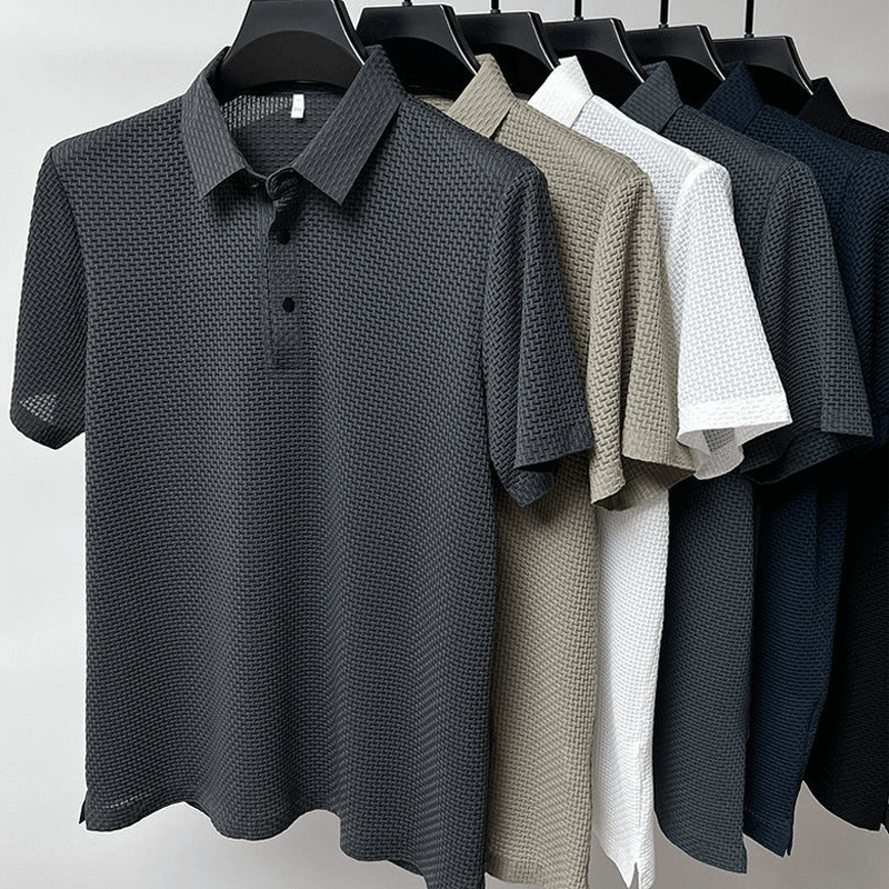 Summer High-end Mesh Ice Silk Short-sleeved Paul Slippery Polo Shirt 30760024L-DESTINY