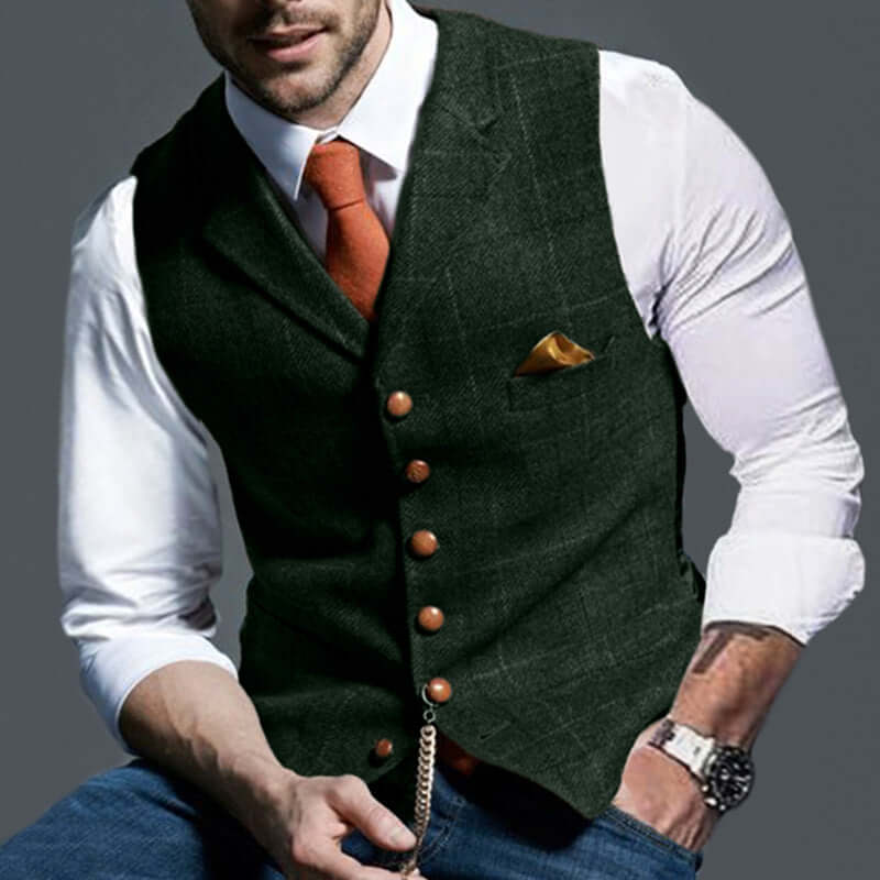 Fidel - Sleeveless men's waistcoat with classic turn-up sleeves-DESTINY