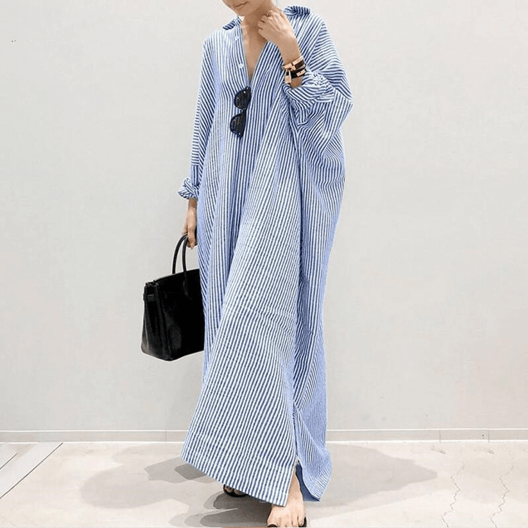 Yemaya - Oversized maxi dress with stripes-DESTINY