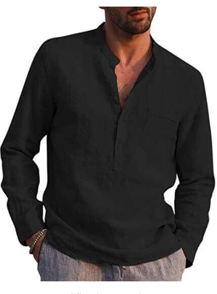 Dexter - Men's long-sleeved shirt with V-neck-DESTINY