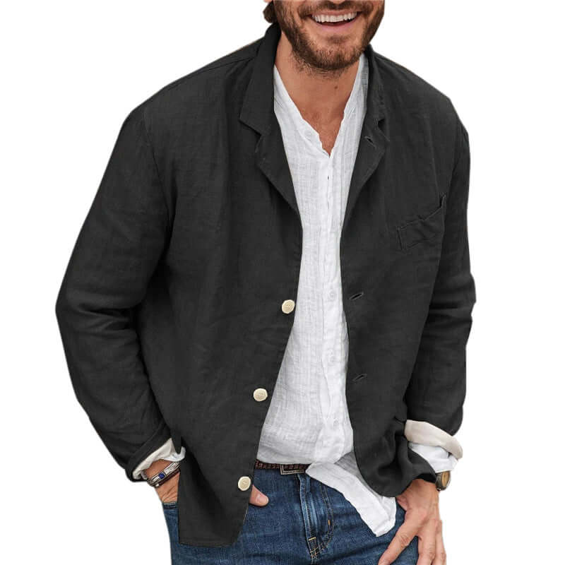 Hrvoje - Loose jacket in cotton and linen-DESTINY