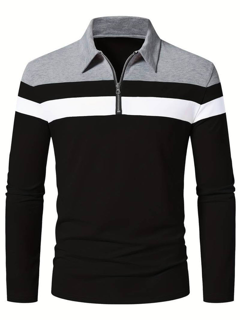 Ethan long sleeve zip polo shirt-DESTINY