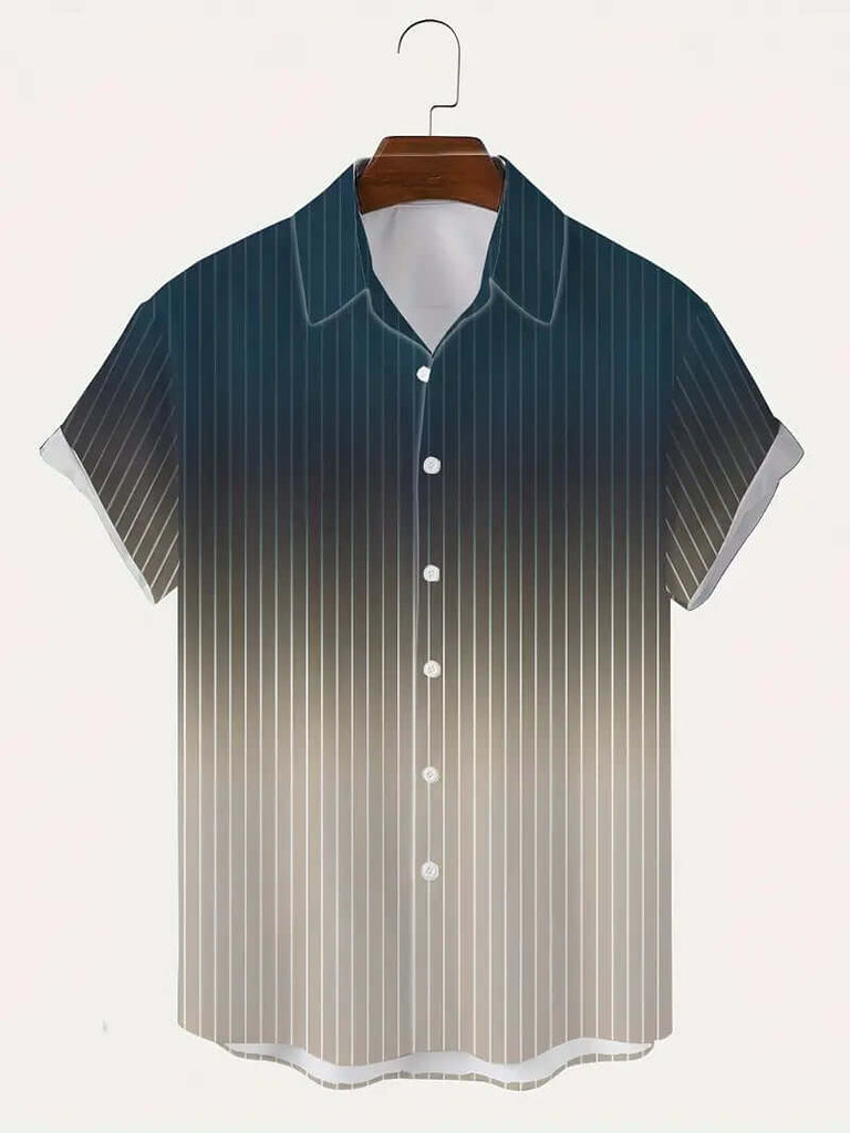 Christopher men's short sleeve gradient striped button down shirt for spring/summer-DESTINY