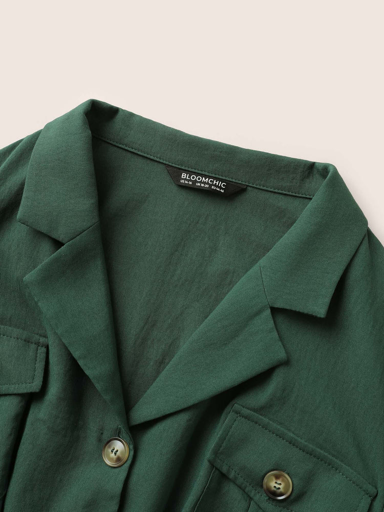 Plain Suit Collar Belted Flap Detail Dress-DESTINY