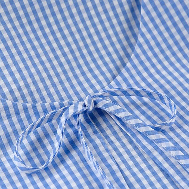 Harper - Gingham romper with keyhole neckline and bow detail-DESTINY