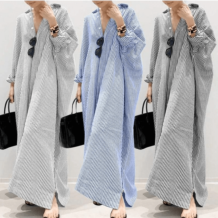 Yemaya - Oversized maxi dress with stripes-DESTINY