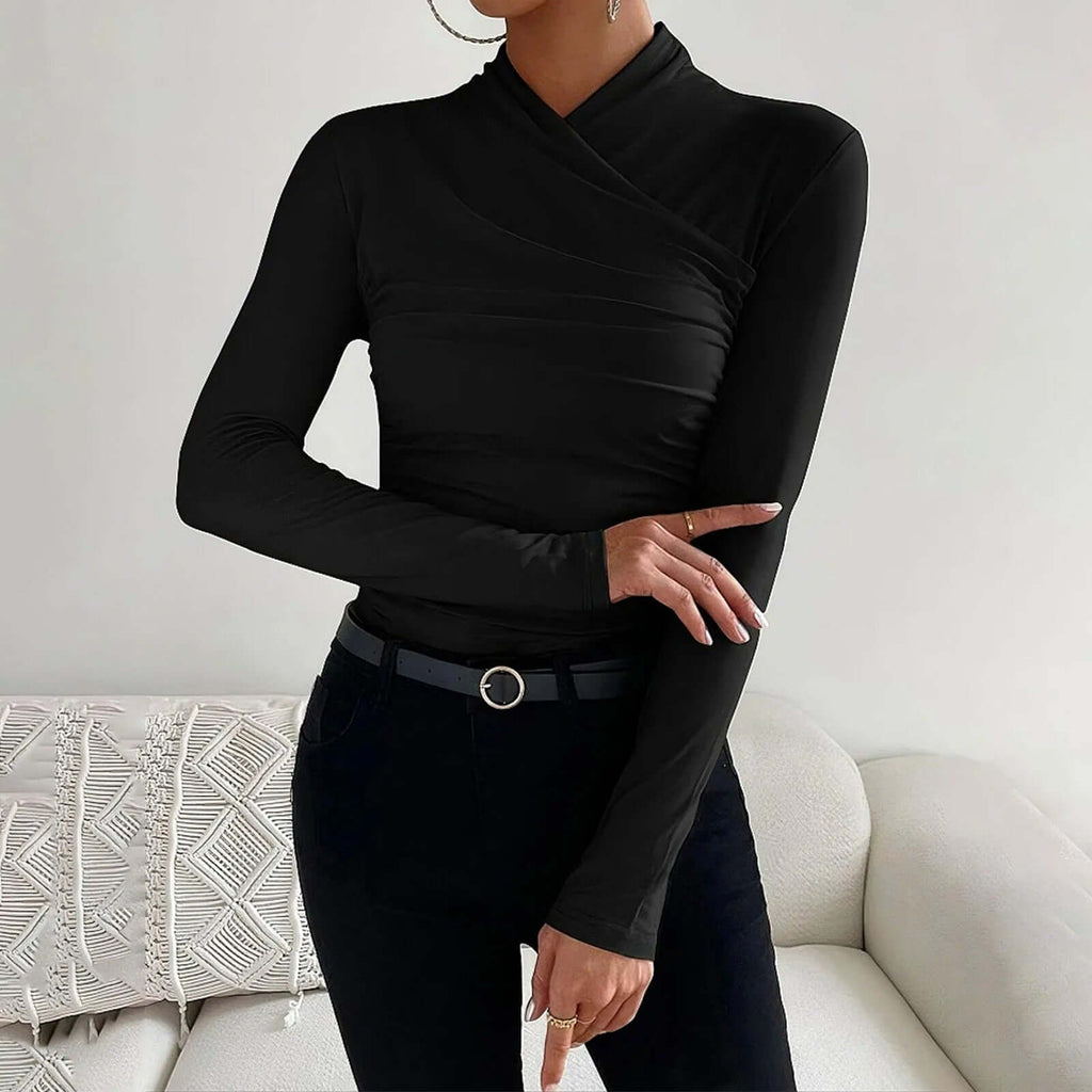 Elegant Ruched Wrap Tight Long Sleeve for Women-DESTINY